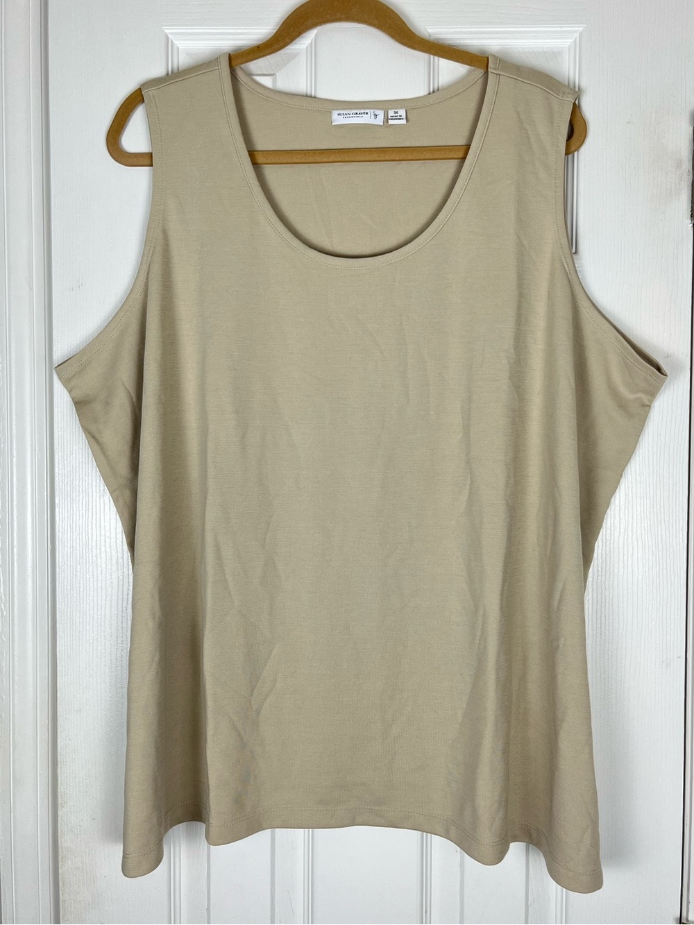 Susan Graver Essentials Tan Sleeveless Tank Top Blouse 3X Capsule Minimalist